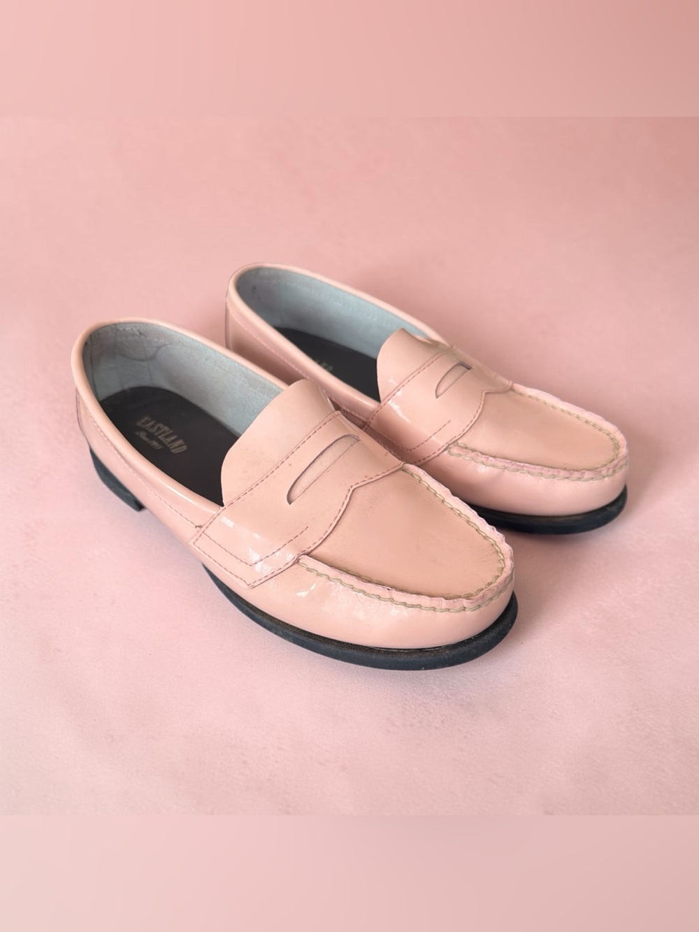 Eastland Patent Penny Loafers in Blush Pink